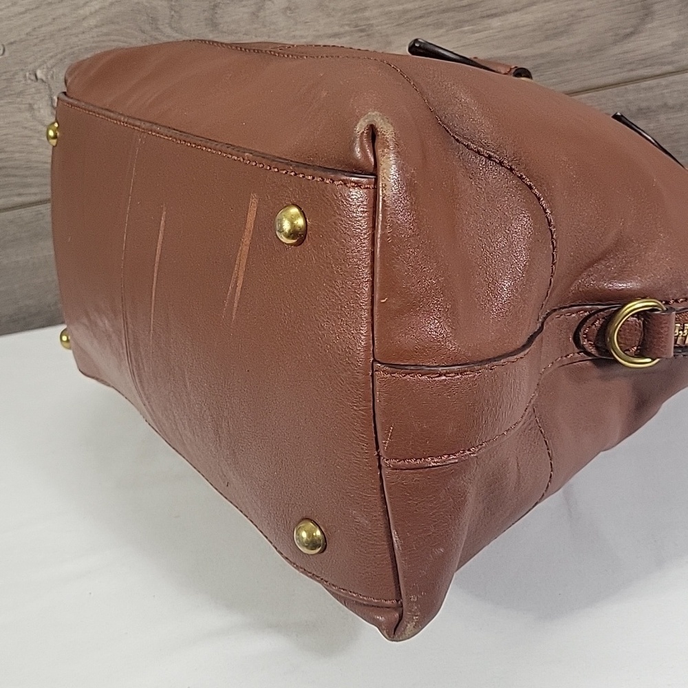 Frye Brown Leather Top-Handle Satchel Handbag - Picture 8 of 15
